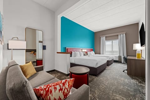 Premium Studio Suite, 2 Queen Beds, Accessible, Non Smoking | In-room safe, desk, laptop workspace, iron/ironing board