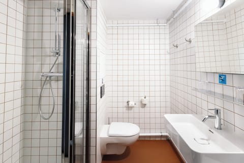 Shower, hair dryer, soap, shampoo