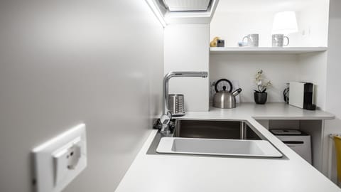 Apartment (0 Bedroom) | Private kitchen | Fridge, microwave, oven, espresso maker