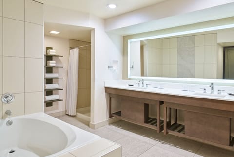 Shower, eco-friendly toiletries, hair dryer, towels