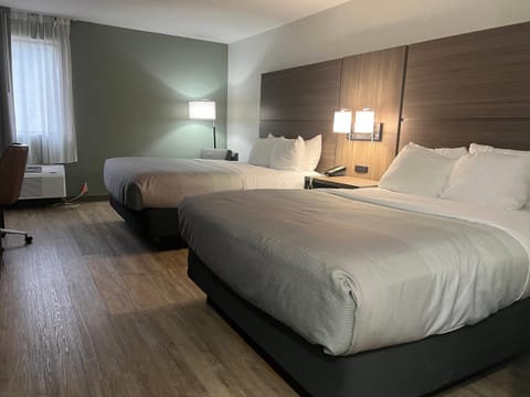 Standard Room, 2 Queen Beds, Non Smoking | Desk, iron/ironing board, free WiFi, bed sheets