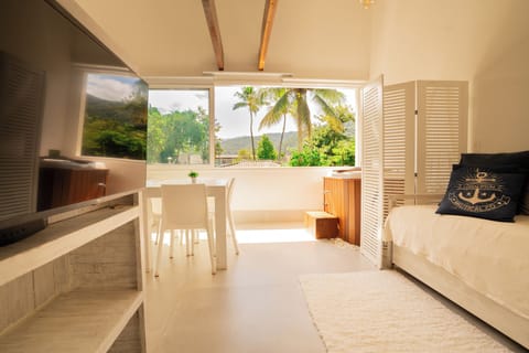 FLAT ACQUA ROMANCE, VISTA E OFURÔ 5B | Living room | 32-inch flat-screen TV with cable channels, TV