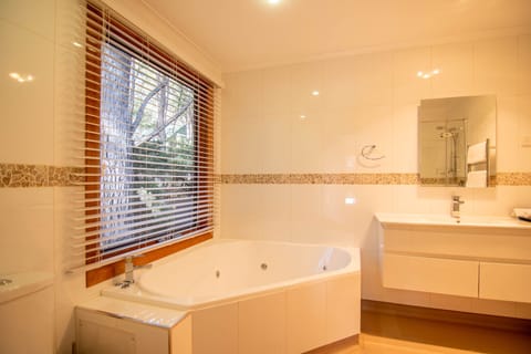 Shower, hair dryer, bathrobes, towels