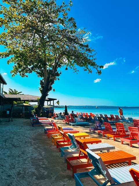 On the beach, white sand, beach shuttle, beach cabanas