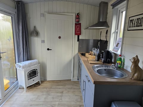 Cabin | Private kitchen | Fridge, microwave, stovetop, electric kettle