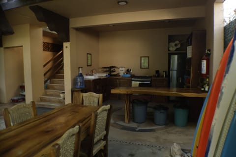 Fridge, cookware/dishes/utensils, cleaning supplies, freezer