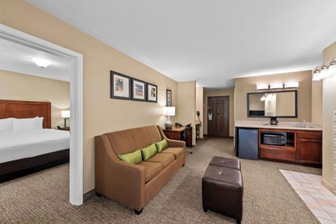 Suite, 1 King Bed with Sofa bed, Non Smoking, Jetted Tub (Living Room) | Desk, laptop workspace, blackout drapes, soundproofing