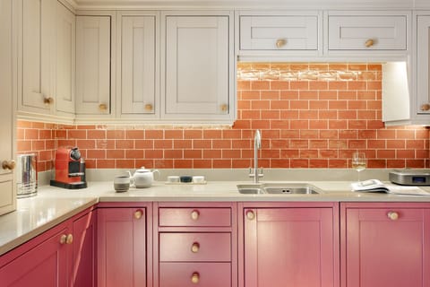 Fridge, dishwasher, cookware/dishes/utensils