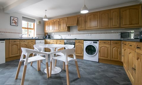 Fridge, dishwasher, electric kettle, toaster