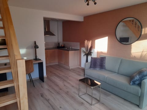 Deluxe Duplex | Living area | 24-inch TV with cable channels