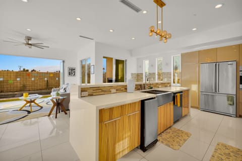 Villa | Private kitchen | Fridge, microwave, oven, stovetop