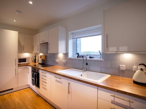 Fridge, dishwasher, electric kettle, cookware/dishes/utensils