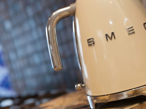 Fridge, dishwasher, electric kettle, toaster