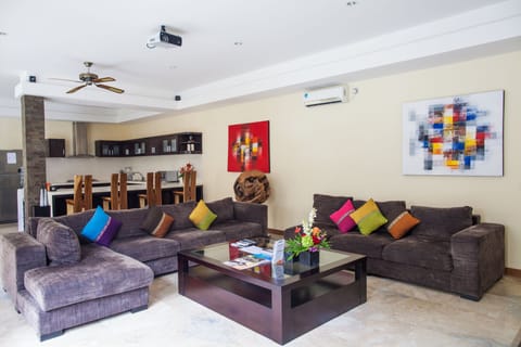 LCD TV, DVD player, iPod dock