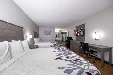 Deluxe Room, 2 Queen Beds, Non Smoking (Smoke Free) | Desk, laptop workspace, blackout drapes, iron/ironing board