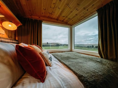 Premium bedding, desk, laptop workspace, iron/ironing board