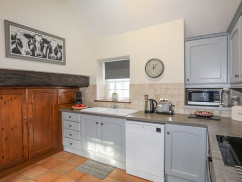 Fridge, dishwasher, electric kettle, toaster