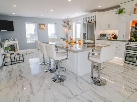 Fridge, dishwasher, electric kettle, toaster