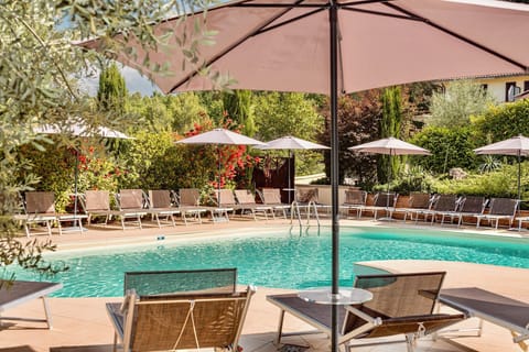 Outdoor pool, a rooftop pool, sun loungers
