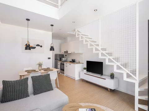 Deluxe Suite, 1 Queen Bed with Sofa bed, Pool View | Living area | 43-inch Smart TV with digital channels, TV, Netflix