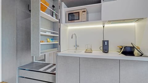 Deluxe Studio | Private kitchen | Full-size fridge, microwave, stovetop, espresso maker