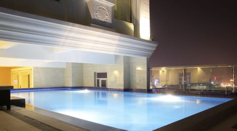 Indoor pool, outdoor pool, sun loungers