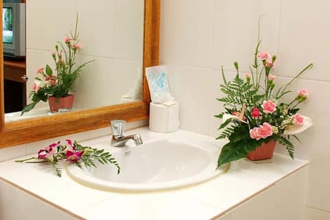 Shower, free toiletries, towels