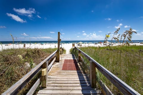 On the beach, white sand