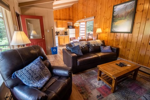 1 Bedroom Hot Tub Cabin Castle View | Living area | 36-inch flat-screen TV with cable channels, DVD player