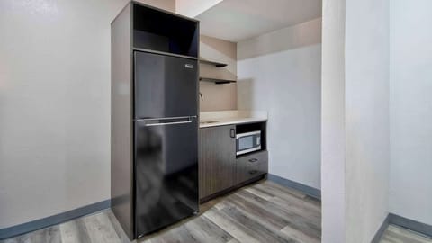 Full-size fridge, microwave
