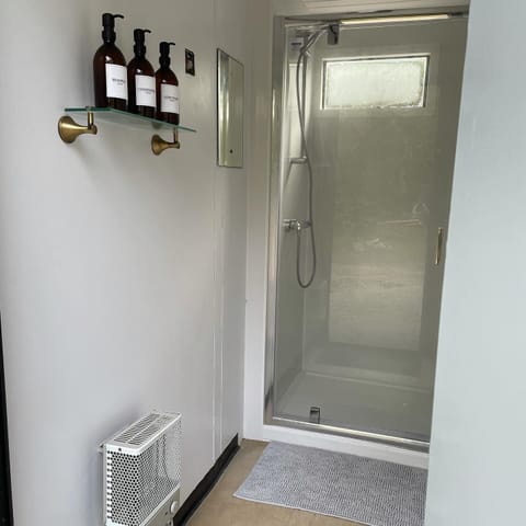 Studio | Bathroom | Shower, hair dryer, towels