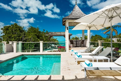 Outdoor pool, pool umbrellas