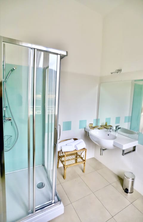 Hair dryer, bidet, towels, soap