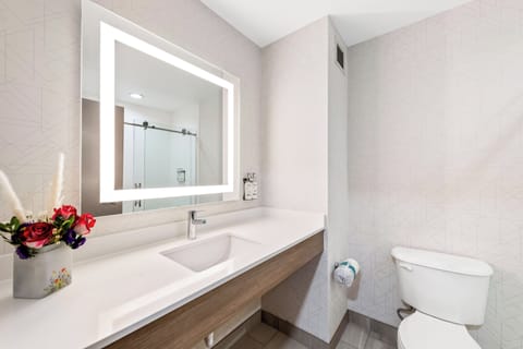 Combined shower/tub, hydromassage showerhead, free toiletries