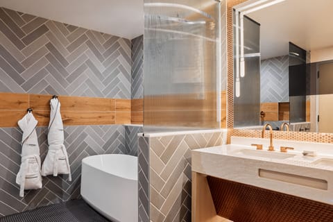 Presidential Suite, 1 Bedroom, Accessible (Roll-In Shower) | Bathroom | Shower, hair dryer, bathrobes, slippers