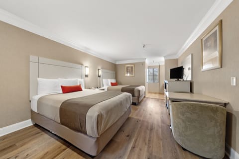 Room, 2 Queen Beds | Desk, free WiFi, bed sheets, alarm clocks