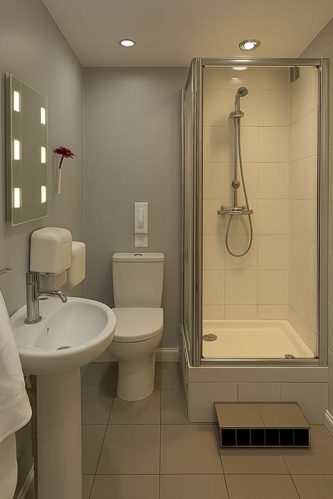 Standard Quadruple Room | Bathroom | Hair dryer, towels, soap, toilet paper