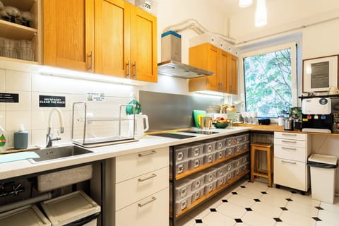 Fridge, microwave, stovetop, toaster