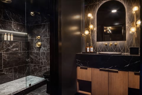 The Two-Story Irving Gill Penthouse | Bathroom | Free toiletries, hair dryer, bathrobes, slippers