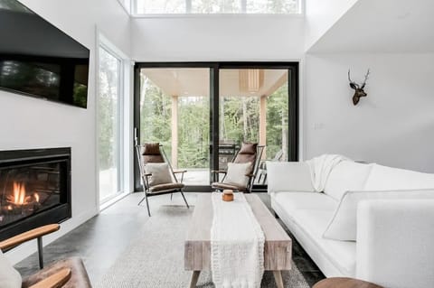 Chalet | Living area | 18-inch flat-screen TV with cable channels, TV, fireplace