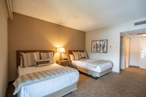 Double Room, 2 Double Beds, Accessible | Desk, laptop workspace, blackout drapes, iron/ironing board