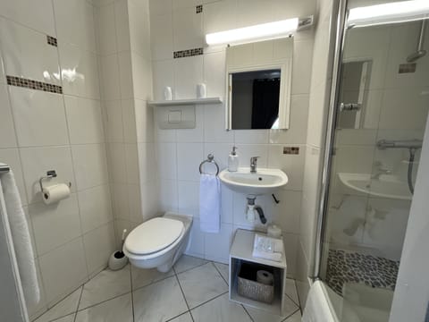 Eco-friendly toiletries, hair dryer, towels, soap