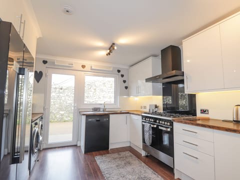 Fridge, dishwasher, electric kettle, toaster