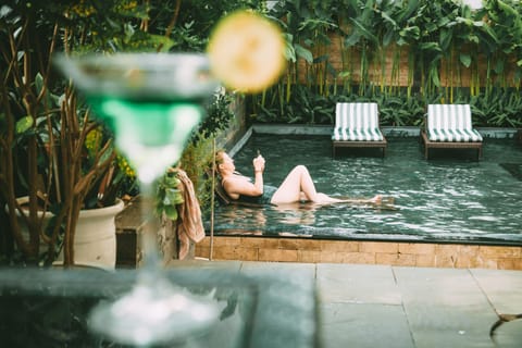 Outdoor pool, sun loungers