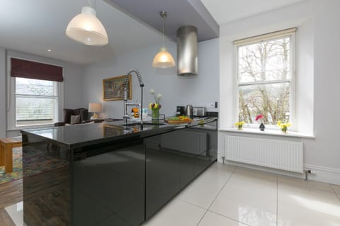 Fridge, dishwasher, electric kettle, toaster