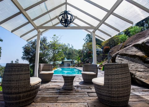 Outdoor pool, sun loungers