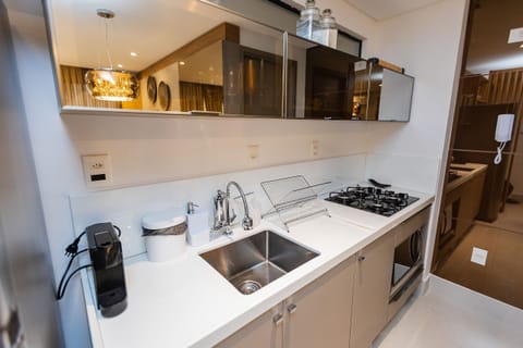 Basic Apartment | Private kitchen | Full-size fridge, microwave, toaster, blender