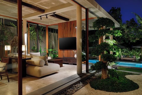 Family Villa, Multiple Bedrooms, Pool View, Poolside | Living area | 48-inch LED TV with cable channels, TV