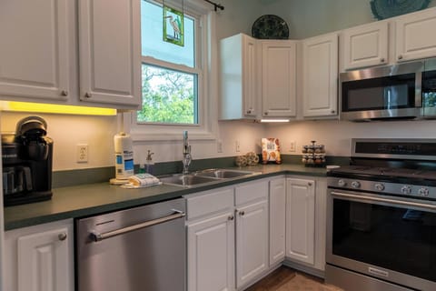 House, Multiple Beds, Fireplace, Beach View | Private kitchen | Fridge, microwave, oven, stovetop