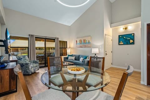 Luxury Condo | Living area | 80-inch Smart TV with cable channels